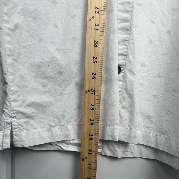 Caribbean Joe White w Off White Embroidered Palm Trees Short Sleeve Large - Picture 9 of 9